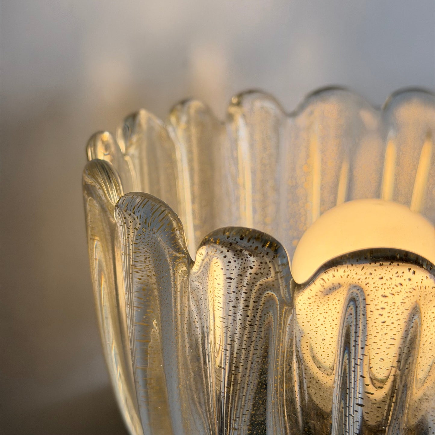 Pair of Murano Crystal Sconces with Suspended Gold Leaf Particles by E. Barovier Sconces