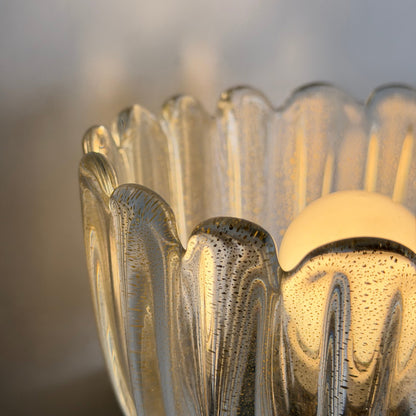 Pair of Murano Crystal Sconces with Suspended Gold Leaf Particles by E. Barovier Sconces