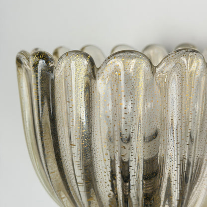 Pair of Murano Crystal Sconces with Suspended Gold Leaf Particles by E. Barovier Sconces