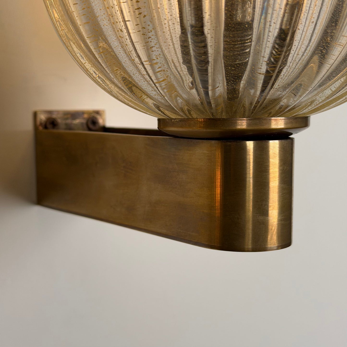 Pair of Murano Crystal Sconces with Suspended Gold Leaf Particles by E. Barovier Sconces