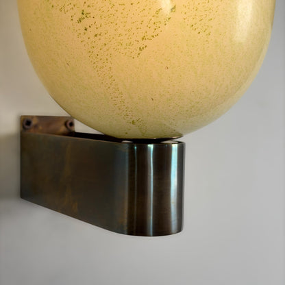 Pair of Murano Glass Wall Sconces by Tomaso Buzzi for Venini, Green & Gold, 1940s Sconces