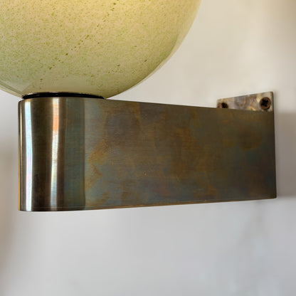 Pair of Murano Glass Wall Sconces by Tomaso Buzzi for Venini, Green & Gold, 1940s Sconces