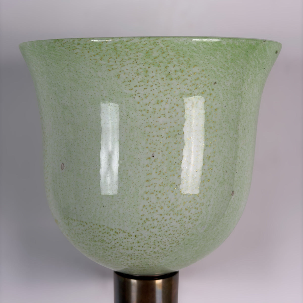 Pair of Murano Glass Wall Sconces by Tomaso Buzzi for Venini, Green & Gold, 1940s Sconces