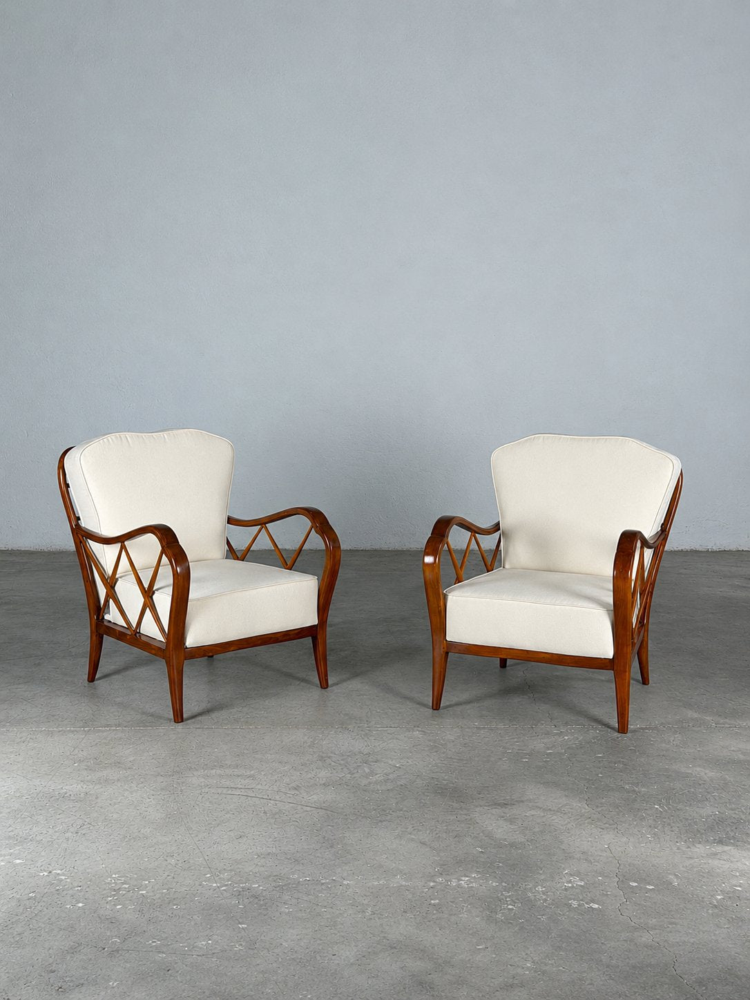Pair of Paolo Buffa Cherrywood Lounge Chairs, Italy, 1940s Chairs