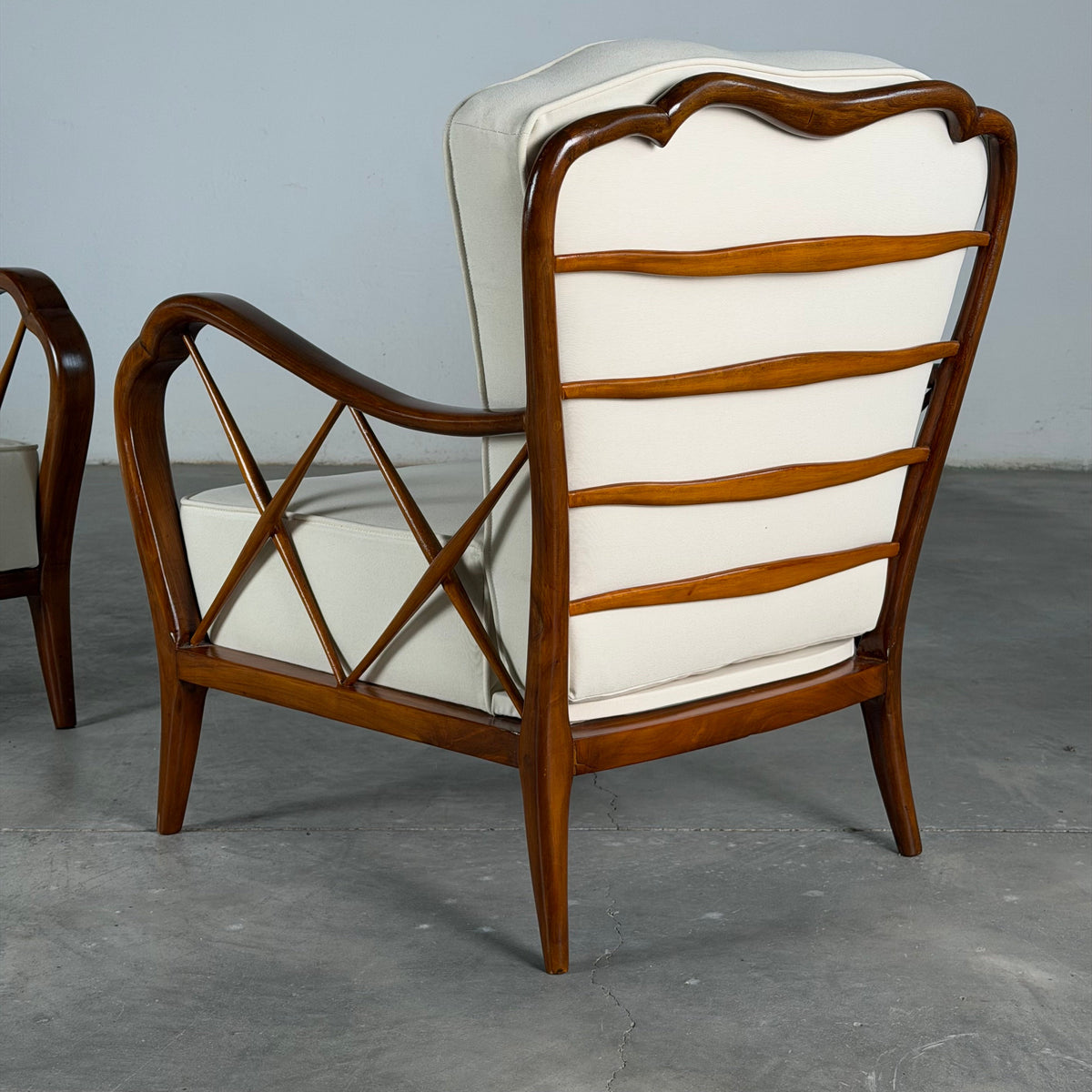 Pair of Paolo Buffa Cherrywood Lounge Chairs, Italy, 1940s Chairs