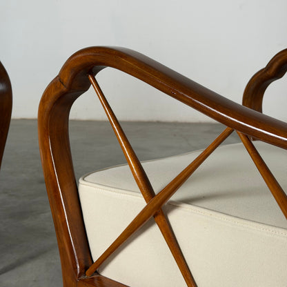 Pair of Paolo Buffa Cherrywood Lounge Chairs, Italy, 1940s Chairs