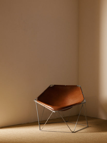 Pair of Jean-Paul Barray & Kim Moltzer 1960 Penta Chairs, Leather and Steel Chairs