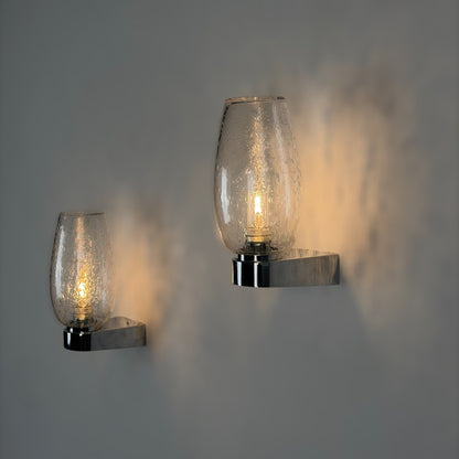 Pair of Pulegoso Murano Glass & Chrome Wall Sconces in the Style of Seguso Vetri d'Arte, 1970s Sconces