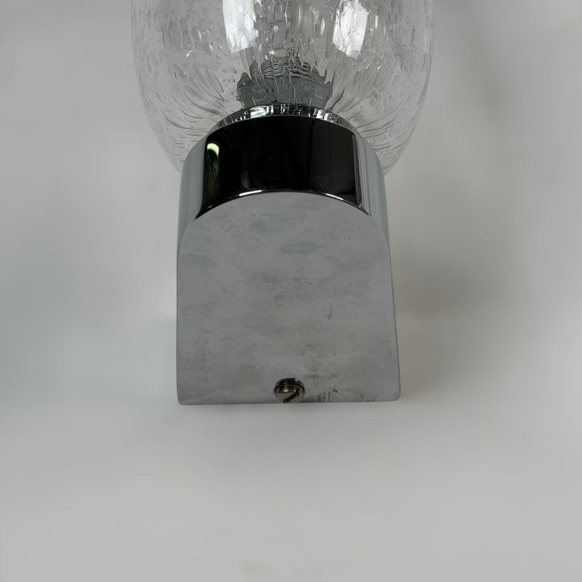 Pair of Pulegoso Murano Glass & Chrome Wall Sconces in the Style of Seguso Vetri d'Arte, 1970s Sconces
