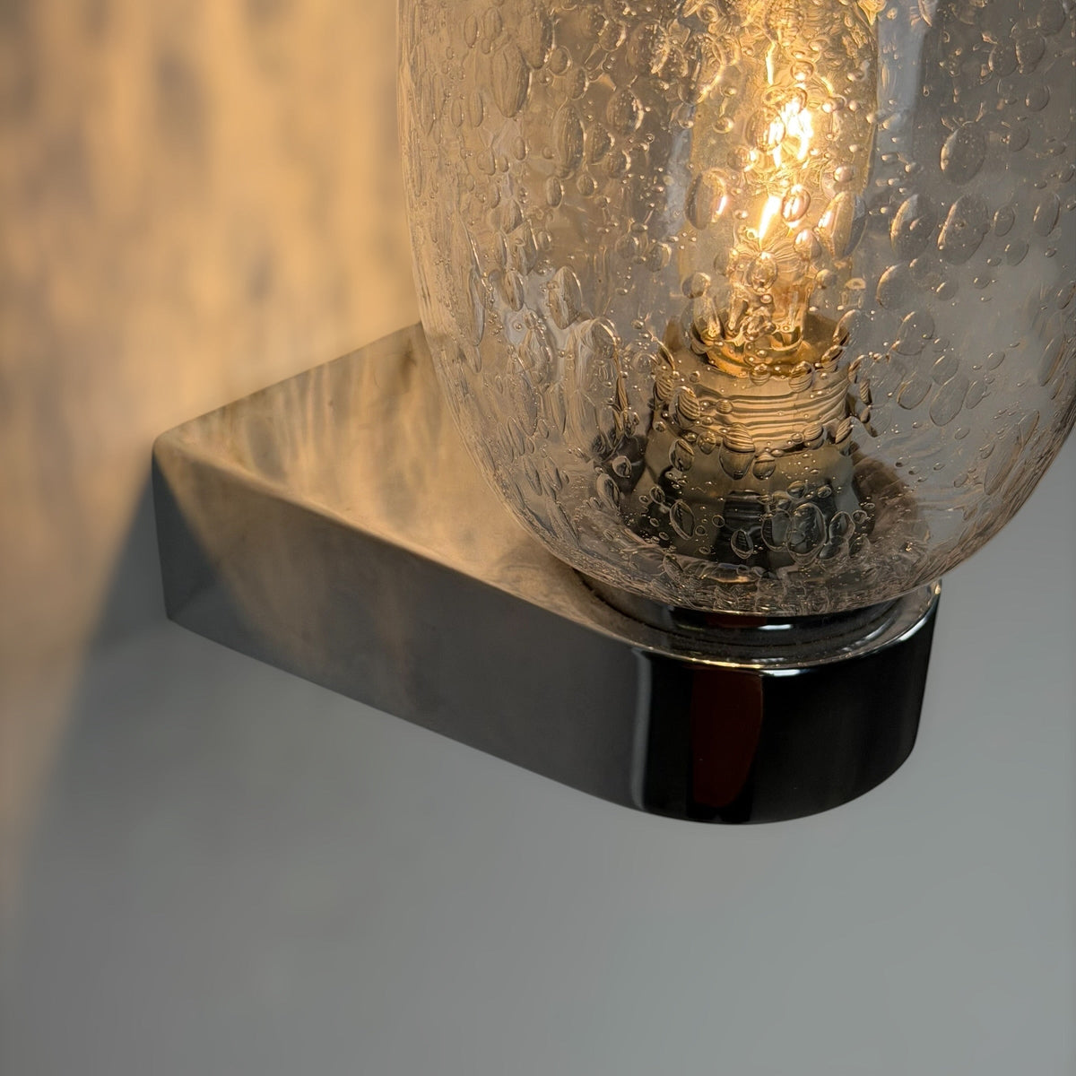 Pair of Pulegoso Murano Glass & Chrome Wall Sconces in the Style of Seguso Vetri d'Arte, 1970s Sconces