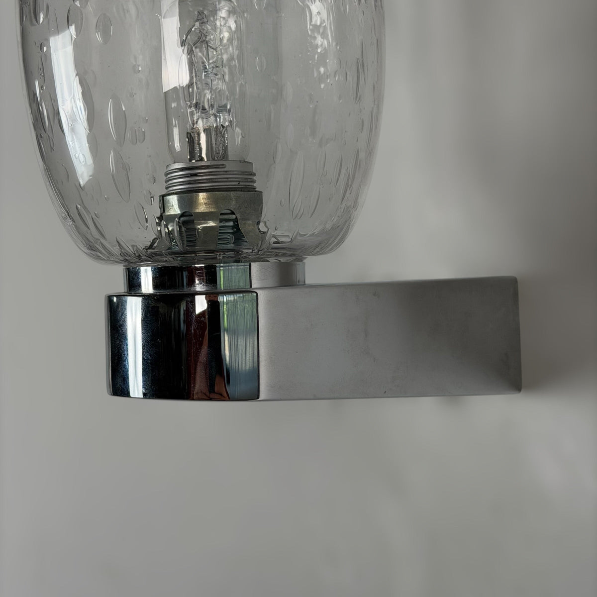 Pair of Pulegoso Murano Glass & Chrome Wall Sconces in the Style of Seguso Vetri d'Arte, 1970s Sconces