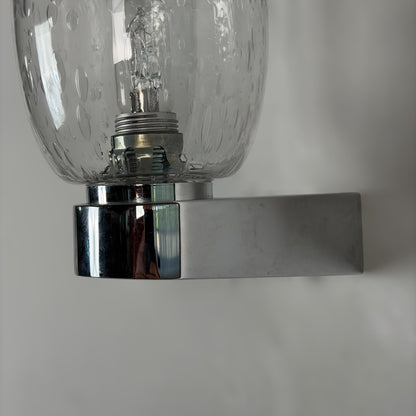 Pair of Pulegoso Murano Glass & Chrome Wall Sconces in the Style of Seguso Vetri d'Arte, 1970s Sconces