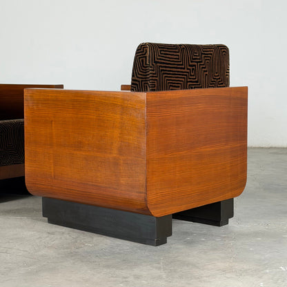 Pair of Rationalist Club Armchairs by Giuseppe Pagano, Reimagined by FORME, 1930s Armchairs