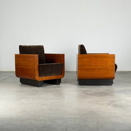 Pair of Rationalist Club Armchairs by Giuseppe Pagano, Reimagined by FORME, 1930s Armchairs