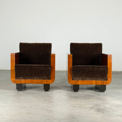 Pair of Rationalist Club Armchairs by Giuseppe Pagano, Reimagined by FORME, 1930s Armchairs