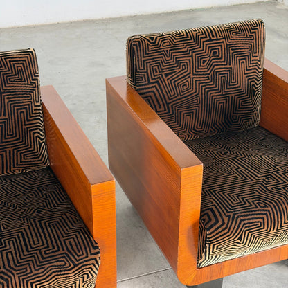 Pair of Rationalist Club Armchairs by Giuseppe Pagano, Reimagined by FORME, 1930s Armchairs