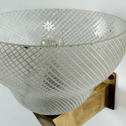Pair of Reticello Murano Glass Wall Sconces Attributed to Carlo Scarpa for Venini 1940s Sconces