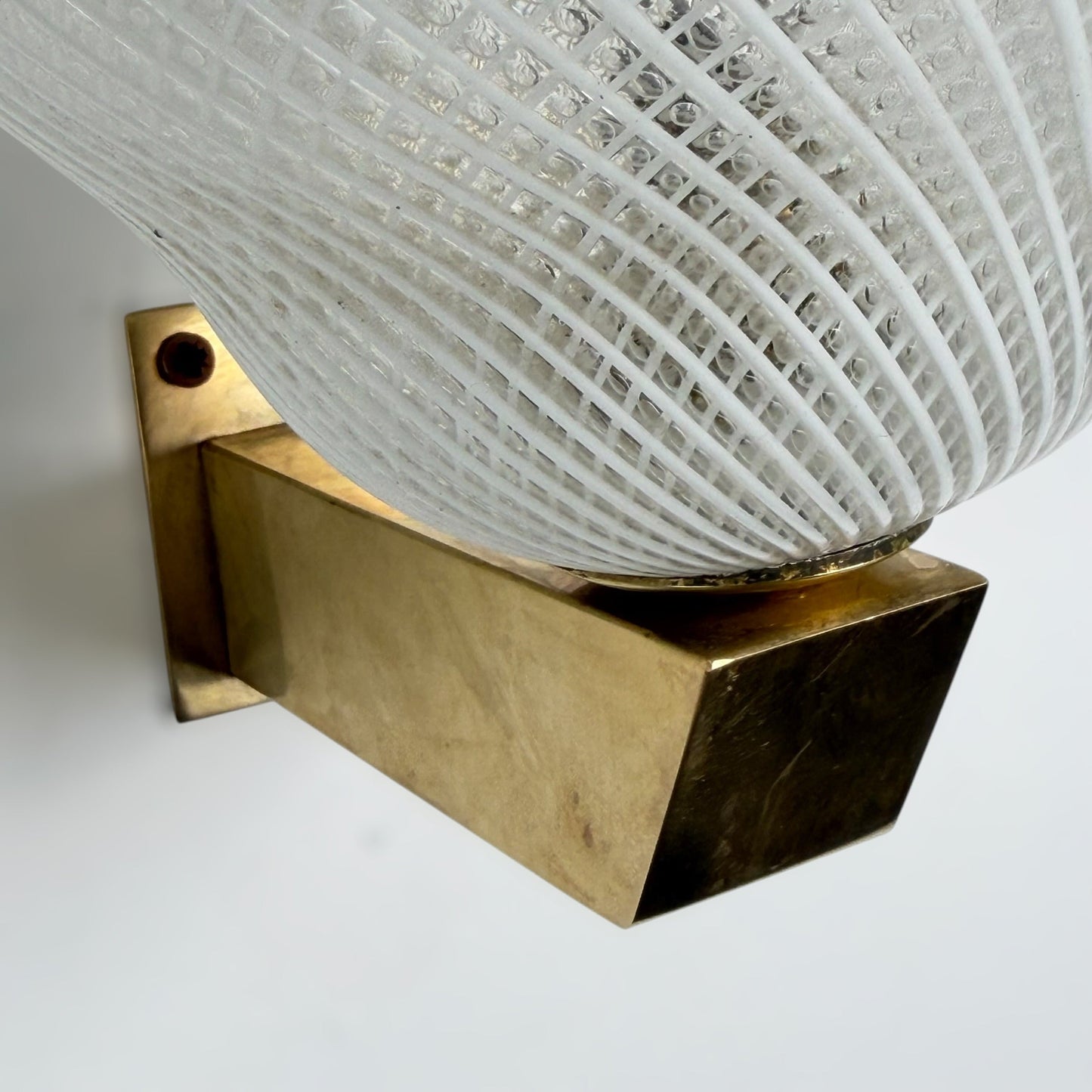 Pair of Reticello Murano Glass Wall Sconces Attributed to Carlo Scarpa for Venini 1940s Sconces