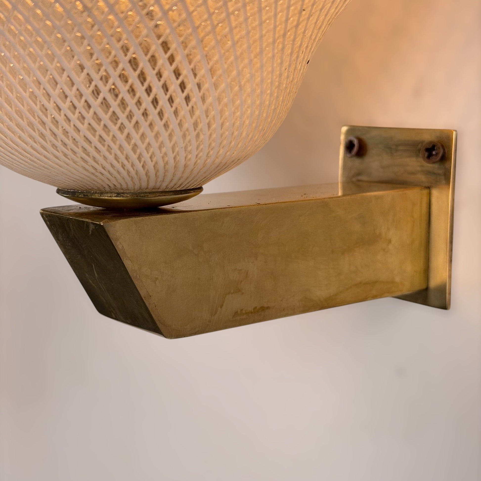 Pair of Reticello Murano Glass Wall Sconces Attributed to Carlo Scarpa for Venini 1940s Sconces