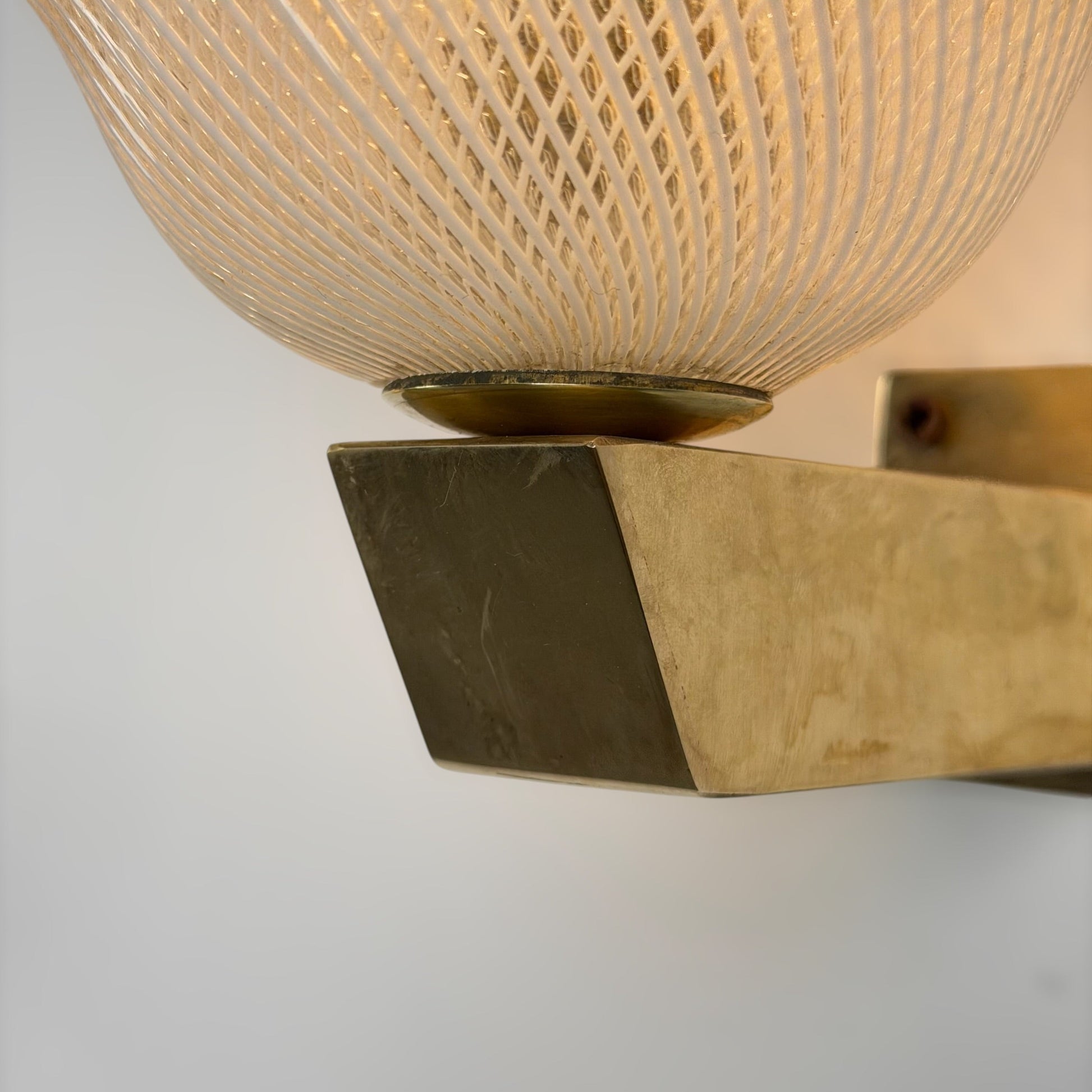 Pair of Reticello Murano Glass Wall Sconces Attributed to Carlo Scarpa for Venini 1940s Sconces
