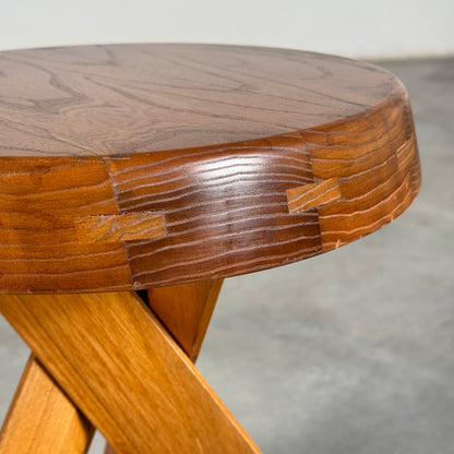 Pair of S13 Stools in Solid Elm by Pierre Chapo, France, 1970s Stools