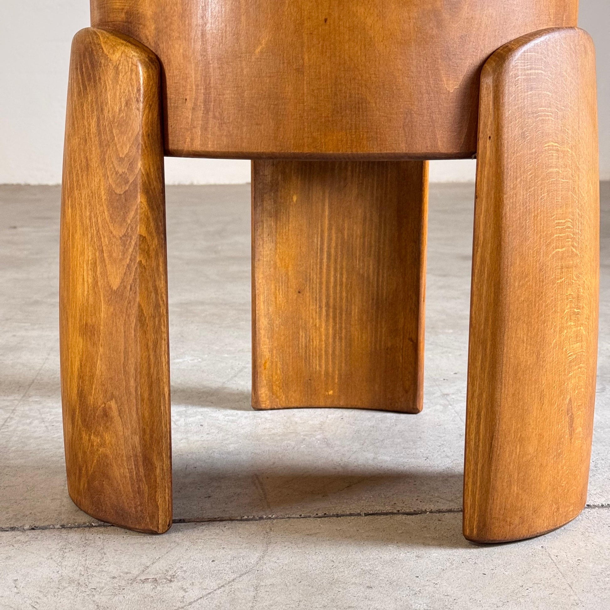 Pair of Sculptural Wooden Stools with Luxurious Faux Fur Upholstery by Forme Stools