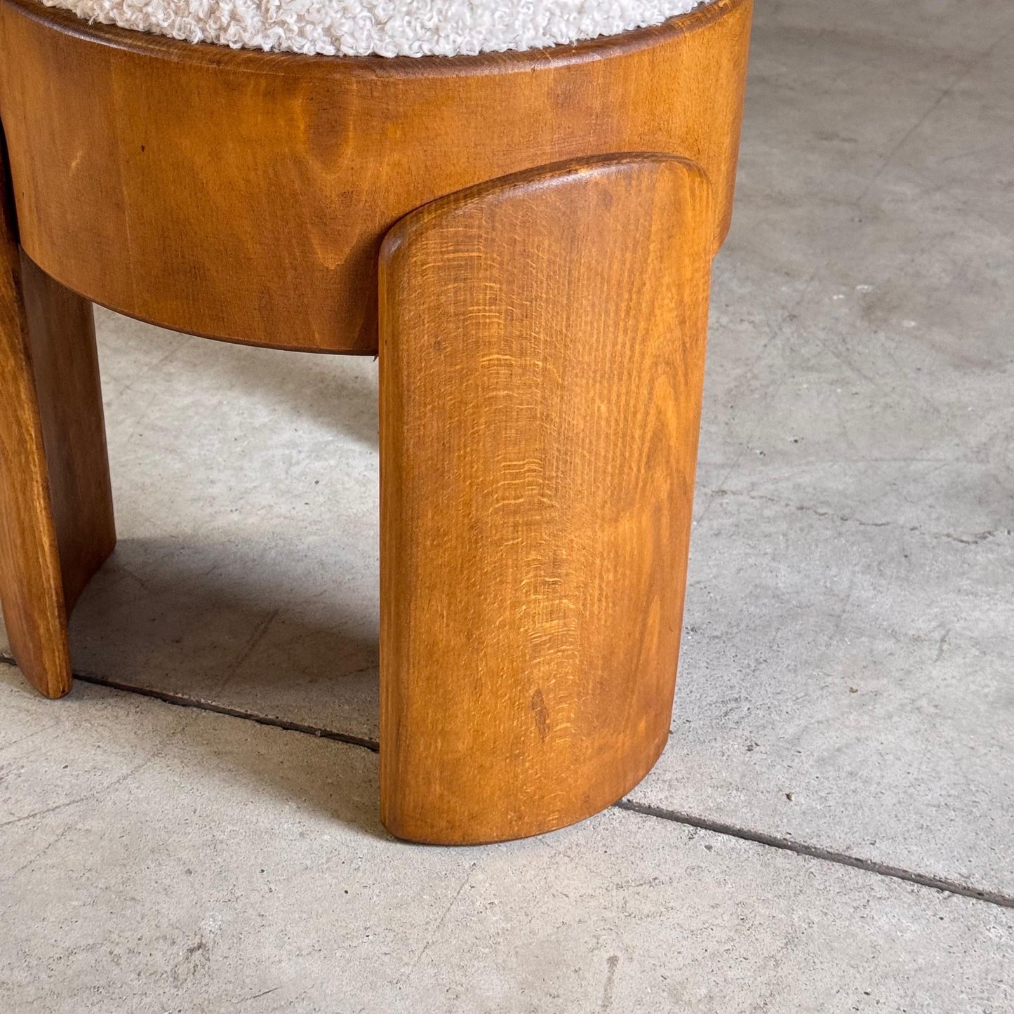 Pair of Sculptural Wooden Stools with Luxurious Faux Fur Upholstery by Forme Stools