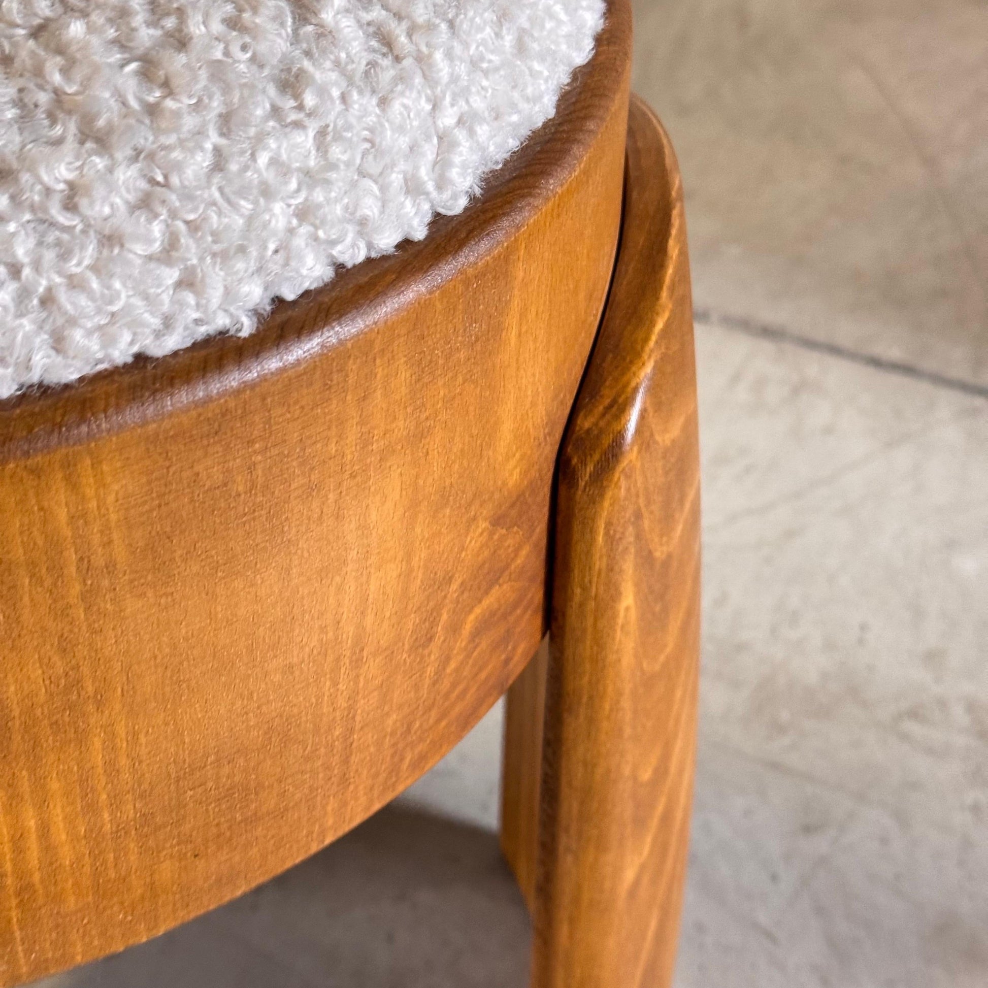 Pair of Sculptural Wooden Stools with Luxurious Faux Fur Upholstery by Forme Stools