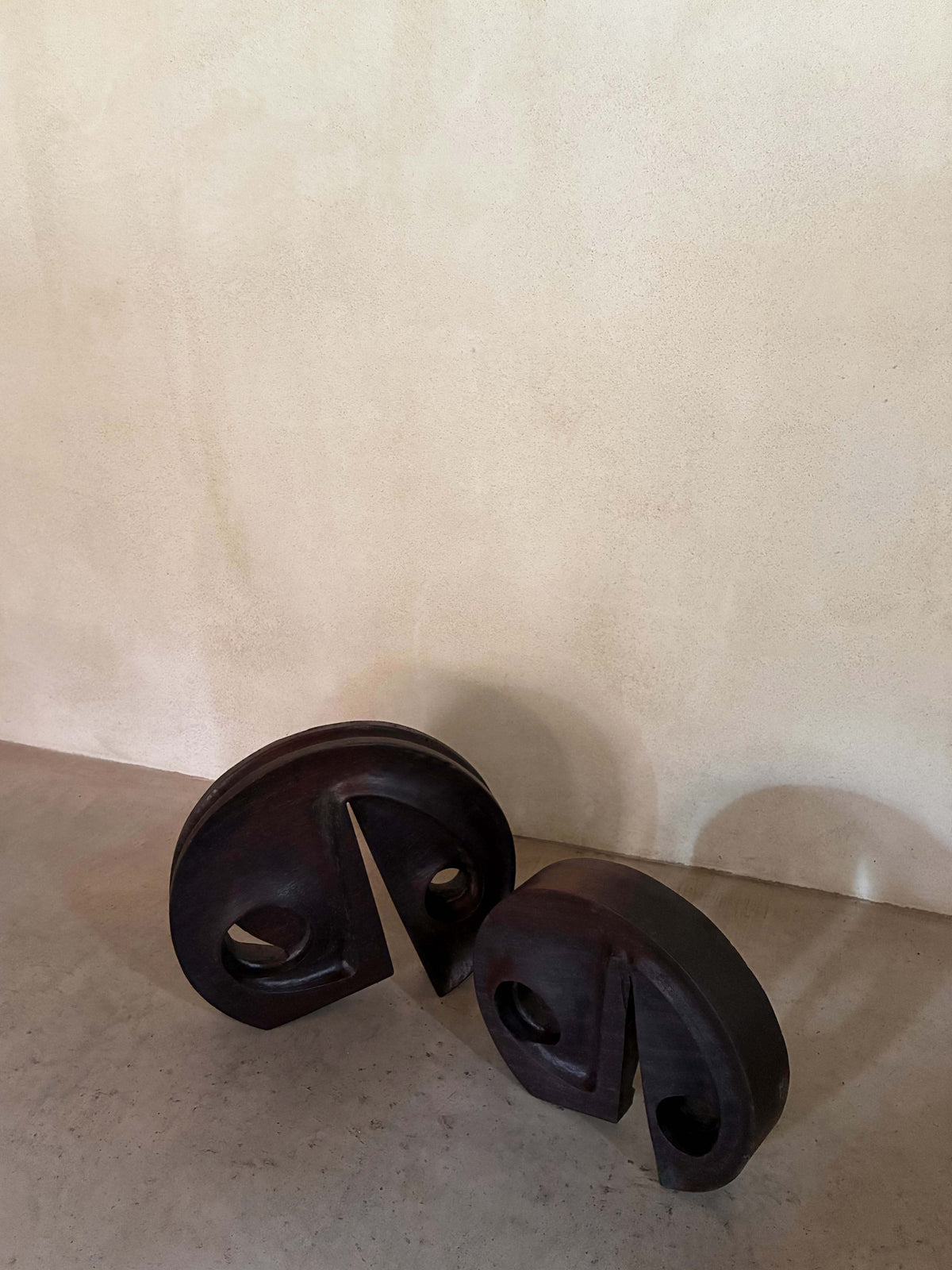 Gianni Pinna carved padouk wood sculpture, the pair seen from the opposite side