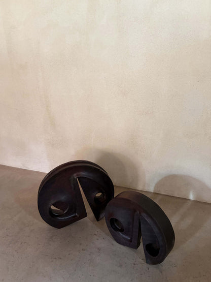 Gianni Pinna carved padouk wood sculpture, the pair seen from the opposite side