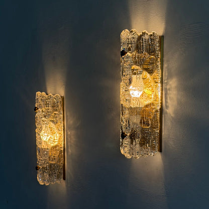 Pair of Textured Glass Wall Lights by Carl Fagerlund for Orrefors, 1970s Sconces