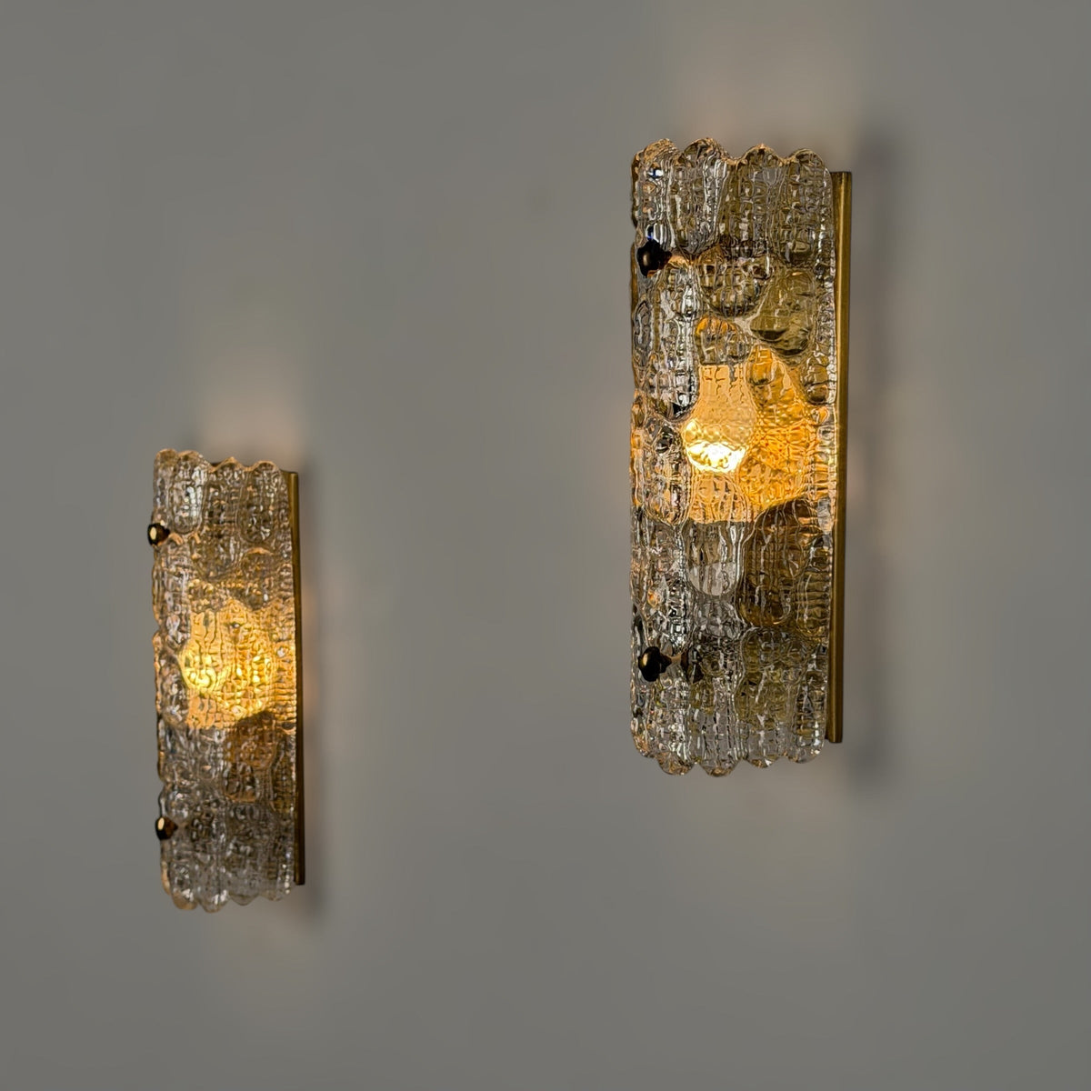 Pair of Textured Glass Wall Lights by Carl Fagerlund for Orrefors, 1970s Sconces