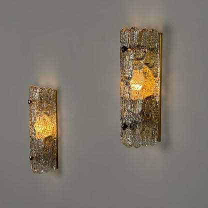 Pair of Textured Glass Wall Lights by Carl Fagerlund for Orrefors, 1970s Sconces