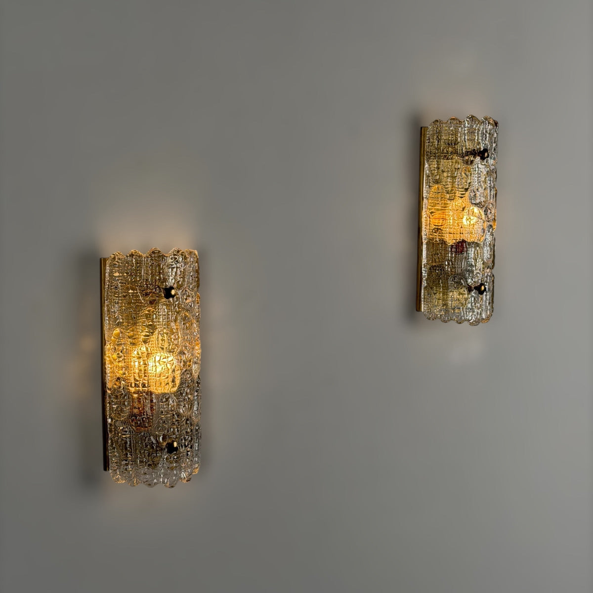 Pair of Textured Glass Wall Lights by Carl Fagerlund for Orrefors, 1970s Sconces