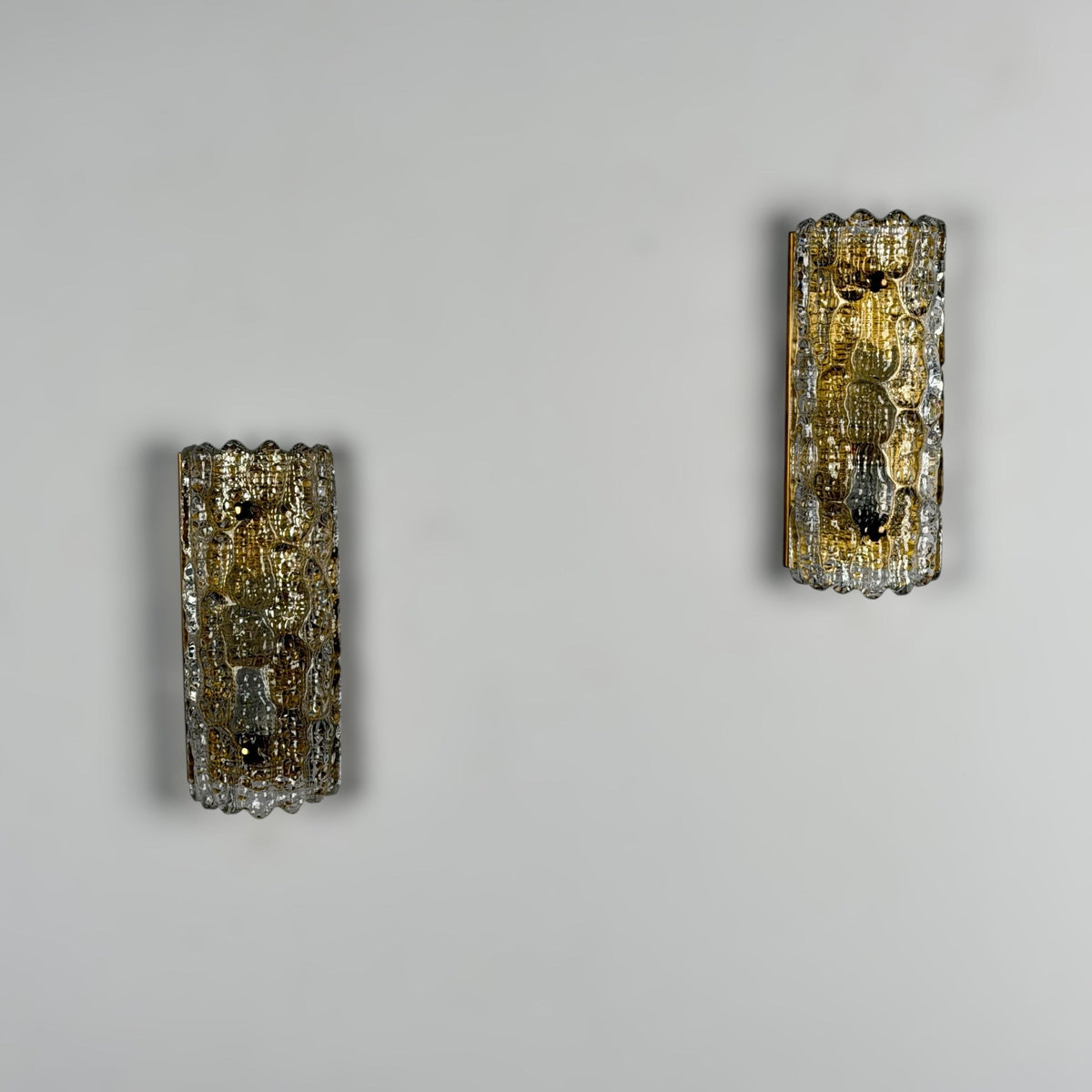 Pair of Textured Glass Wall Lights by Carl Fagerlund for Orrefors, 1970s Sconces