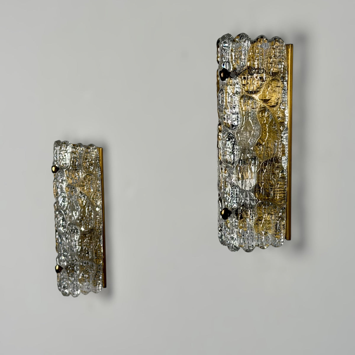 Pair of Textured Glass Wall Lights by Carl Fagerlund for Orrefors, 1970s Sconces