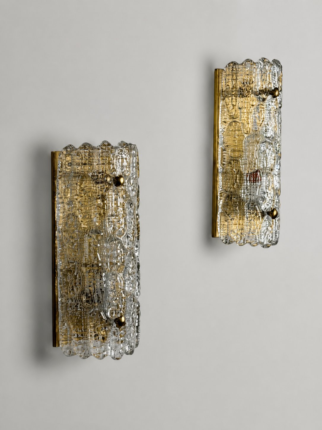 Pair of Textured Glass Wall Lights by Carl Fagerlund for Orrefors, 1970s Sconces
