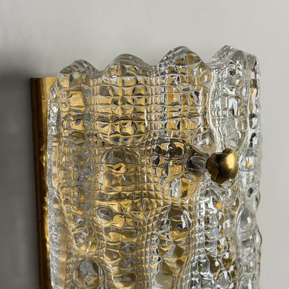 Pair of Textured Glass Wall Lights by Carl Fagerlund for Orrefors, 1970s Sconces