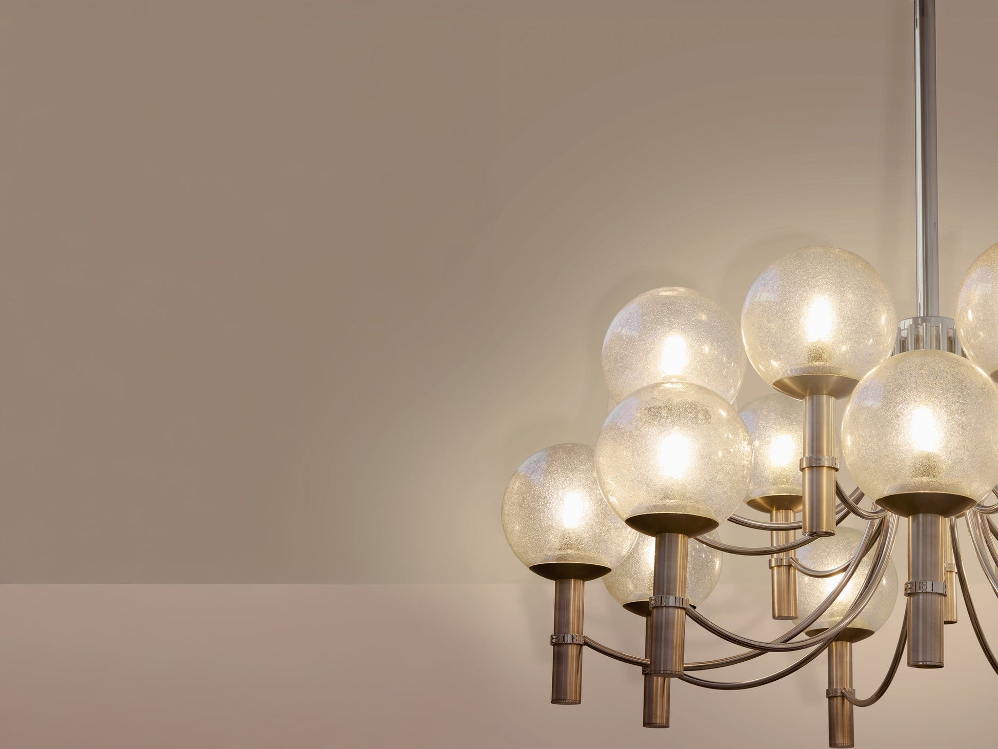 Pair of Unique Veronese Chandeliers 65-Inch Steel Murano Glass 1970 Chandeliers