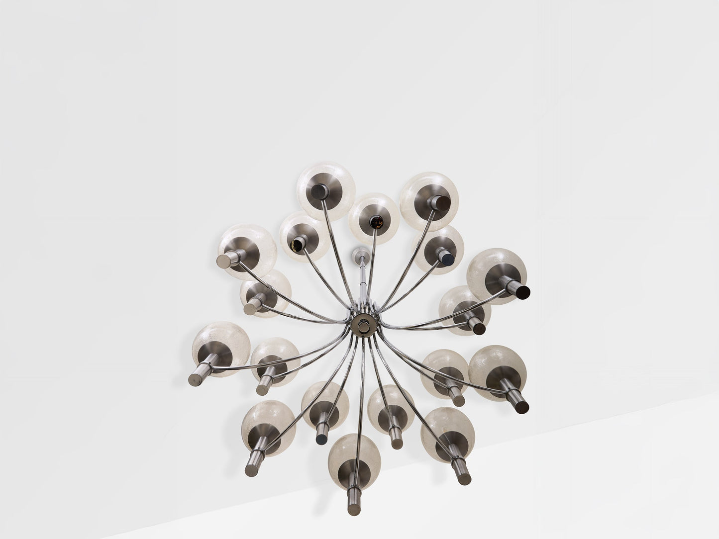 Pair of Unique Veronese Chandeliers 65-Inch Steel Murano Glass 1970 Chandeliers