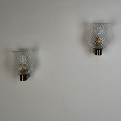 Pair of Wall Lights by Archimede Seguso for Seguso Vetri d'Arte, 1940s Sconces