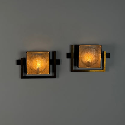Pair of Wall Lights Designed by Jacques Adnet, From the Nevada line, France, 50s Sconces