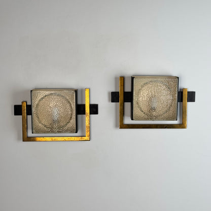Pair of Wall Lights Designed by Jacques Adnet, From the Nevada line, France, 50s Sconces