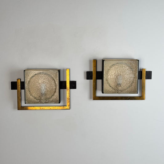 Pair of Wall Lights Designed by Jacques Adnet, From the Nevada line, France, 50s Sconces