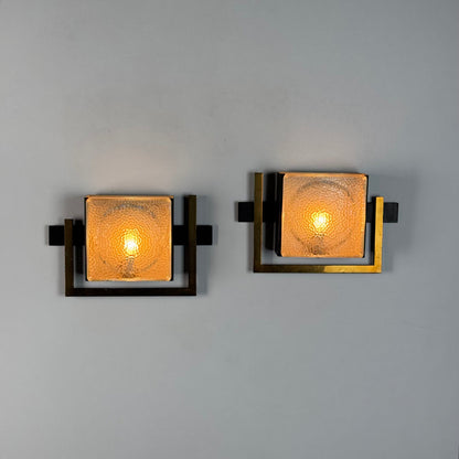 Pair of Wall Lights Designed by Jacques Adnet, From the Nevada line, France, 50s Sconces