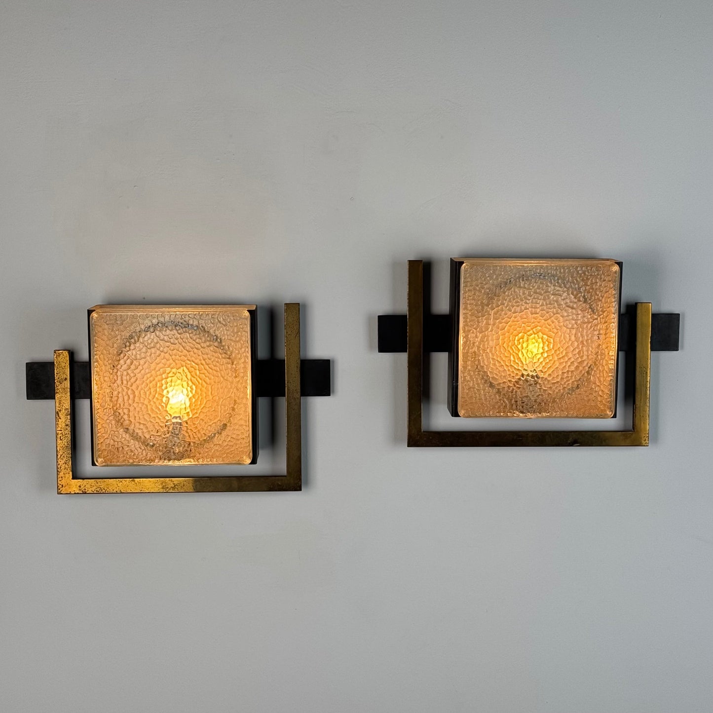 Pair of Wall Lights Designed by Jacques Adnet, From the Nevada line, France, 50s Sconces