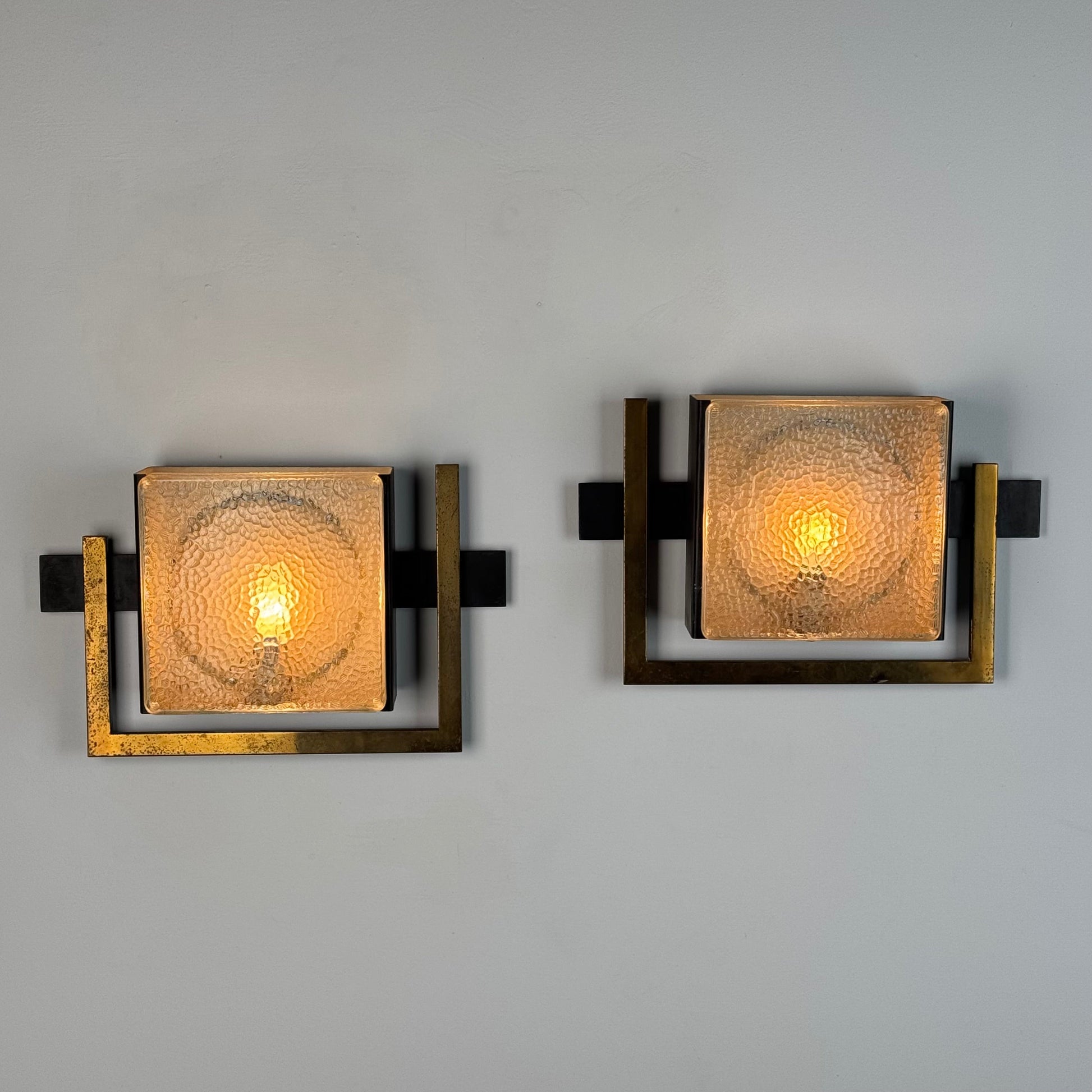 Pair of Wall Lights Designed by Jacques Adnet, From the Nevada line, France, 50s Sconces
