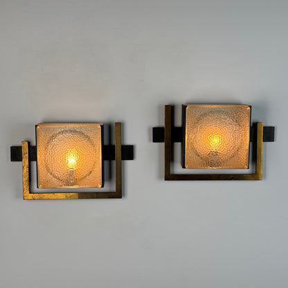 Pair of Wall Lights Designed by Jacques Adnet, From the Nevada line, France, 50s Sconces