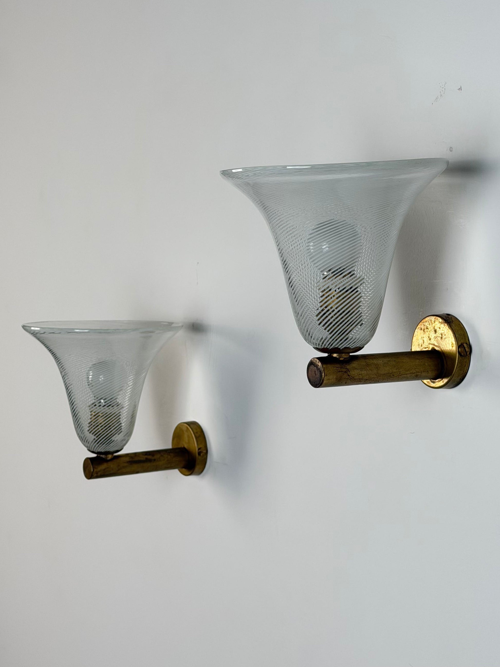 Pair of Wall Sconces "Torcello" Attributed to Carlo Scarpa for Venini, 1940s Sconces