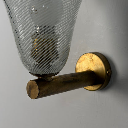 Pair of Wall Sconces "Torcello" Attributed to Carlo Scarpa for Venini, 1940s Sconces